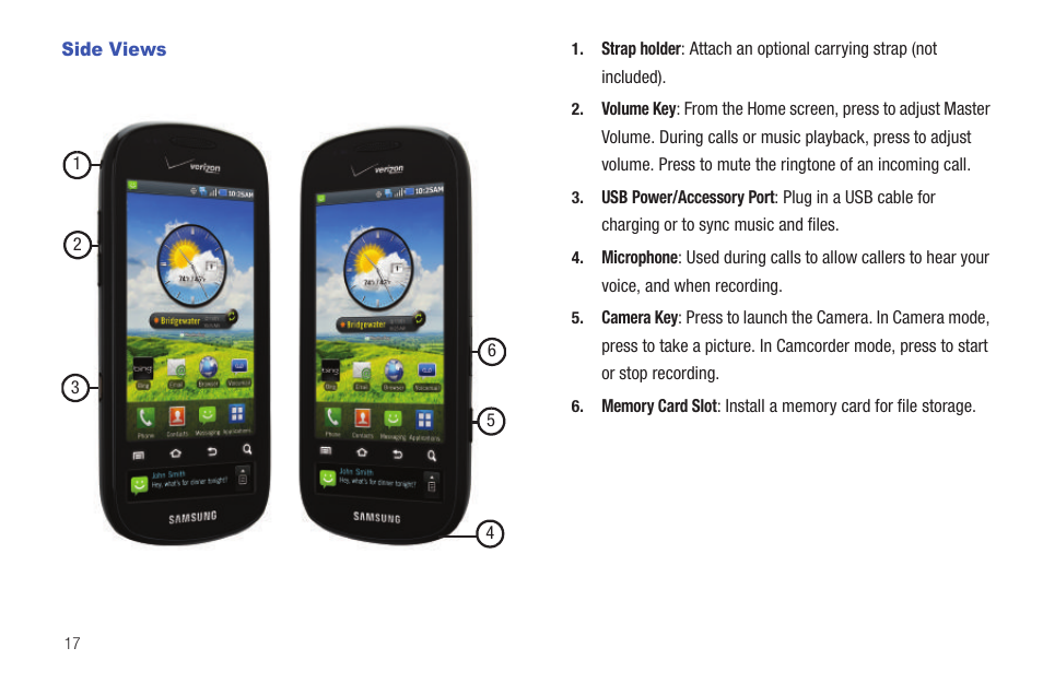 Side views | Samsung SCH-I400ZKOVZW User Manual | Page 22 / 183