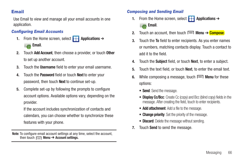 Email, See “email” on | Samsung SCH-I400ZKOVZW User Manual | Page 69 / 183