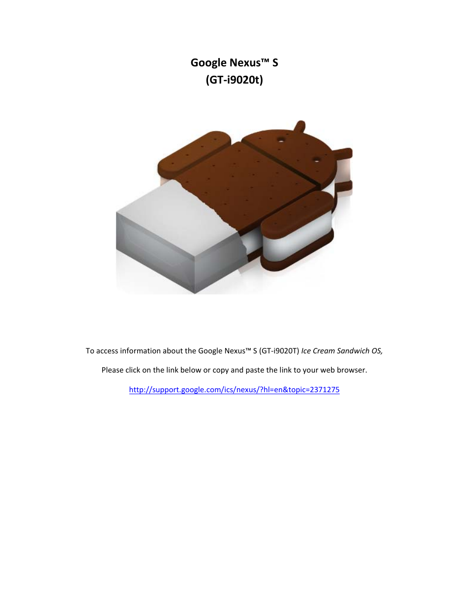 Samsung OG-I9020FSTTMB User Manual | 1 page
