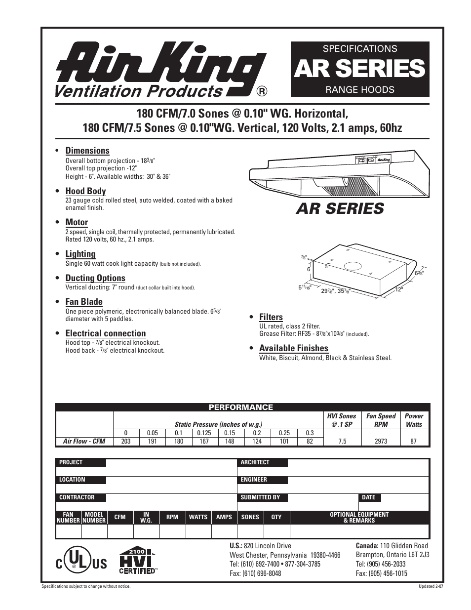 Air King AR Series User Manual | 1 page