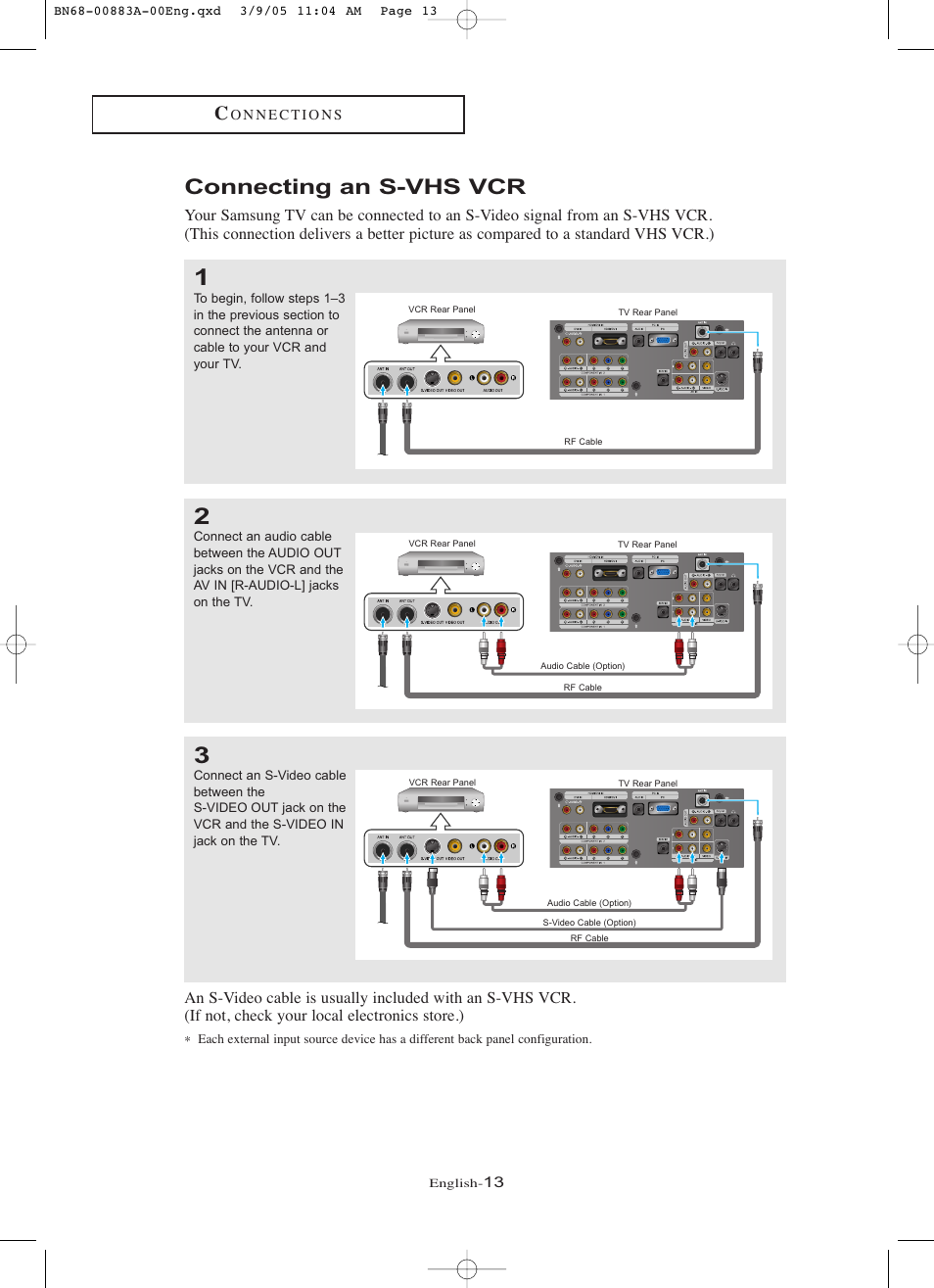 Connecting an s-vhs vcr | Samsung LNR237WX-XAP User Manual | Page 18 / 88