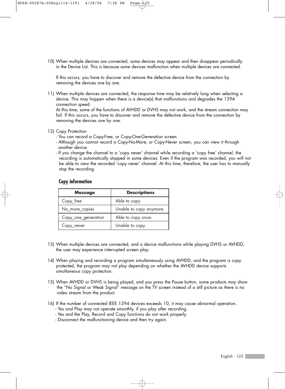 Copy information | Samsung HLS5679WX-XAA User Manual | Page 125 / 160