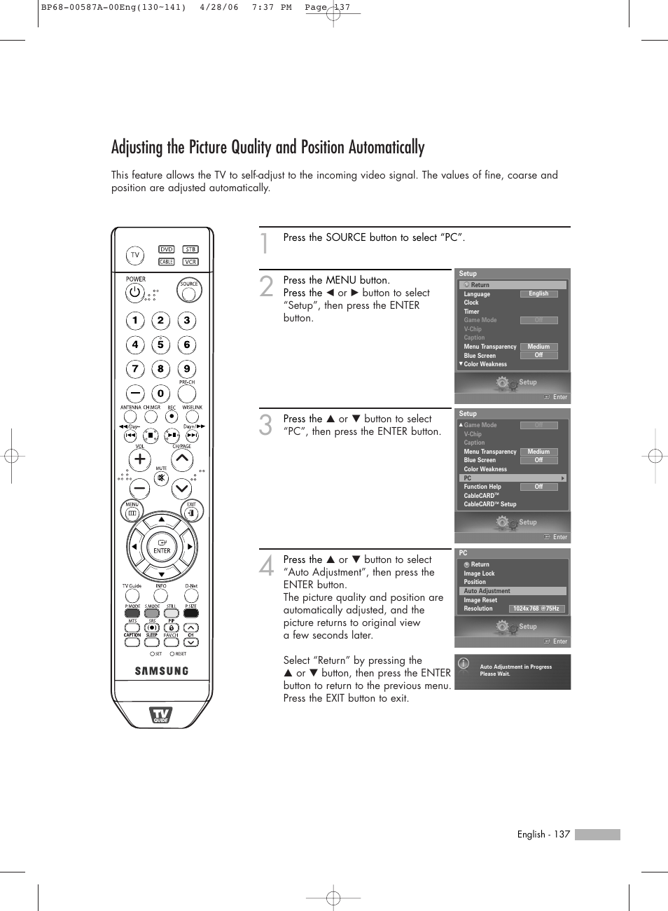 Samsung HLS5679WX-XAA User Manual | Page 137 / 160