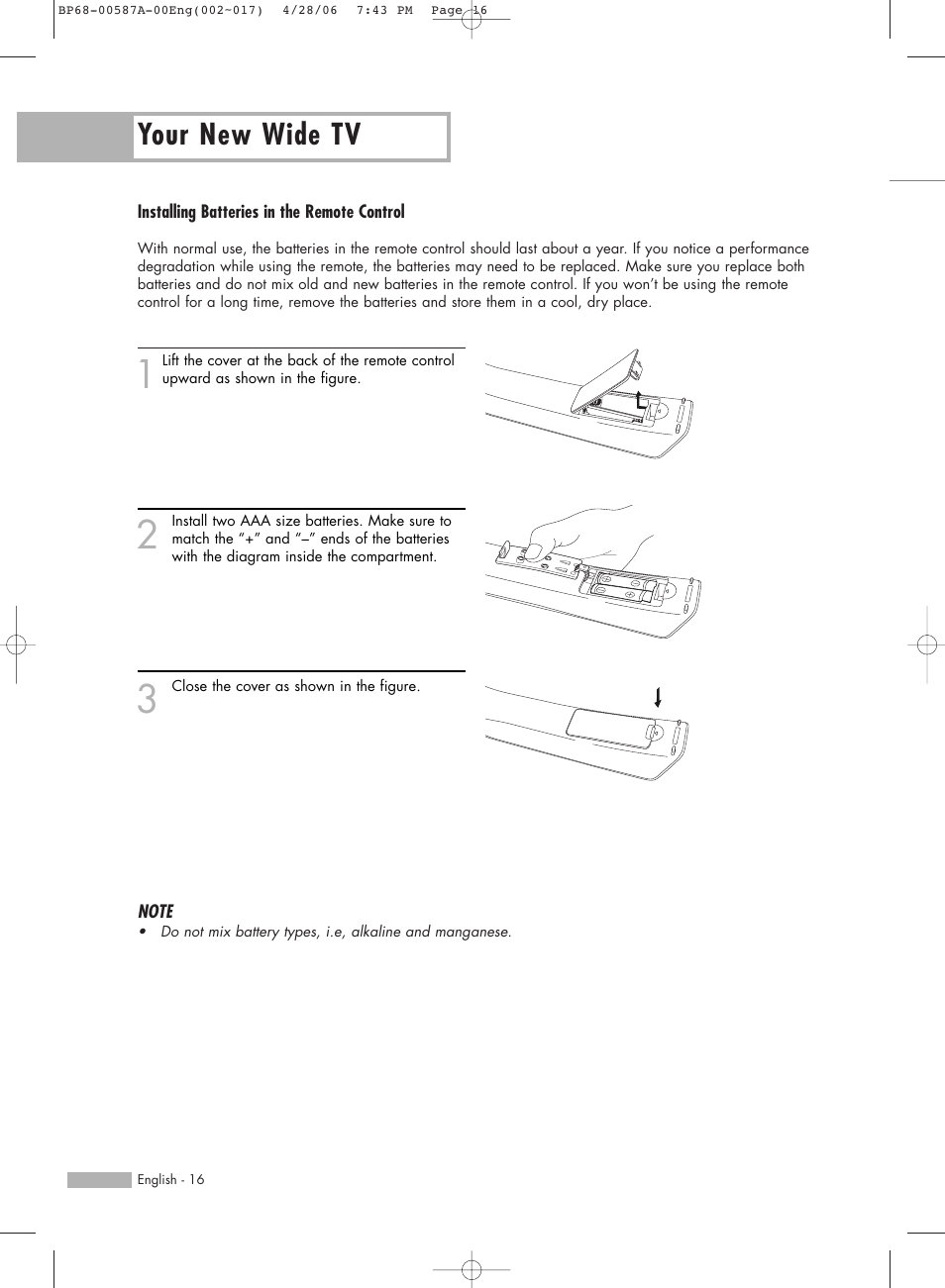 Your new wide tv | Samsung HLS5679WX-XAA User Manual | Page 16 / 160