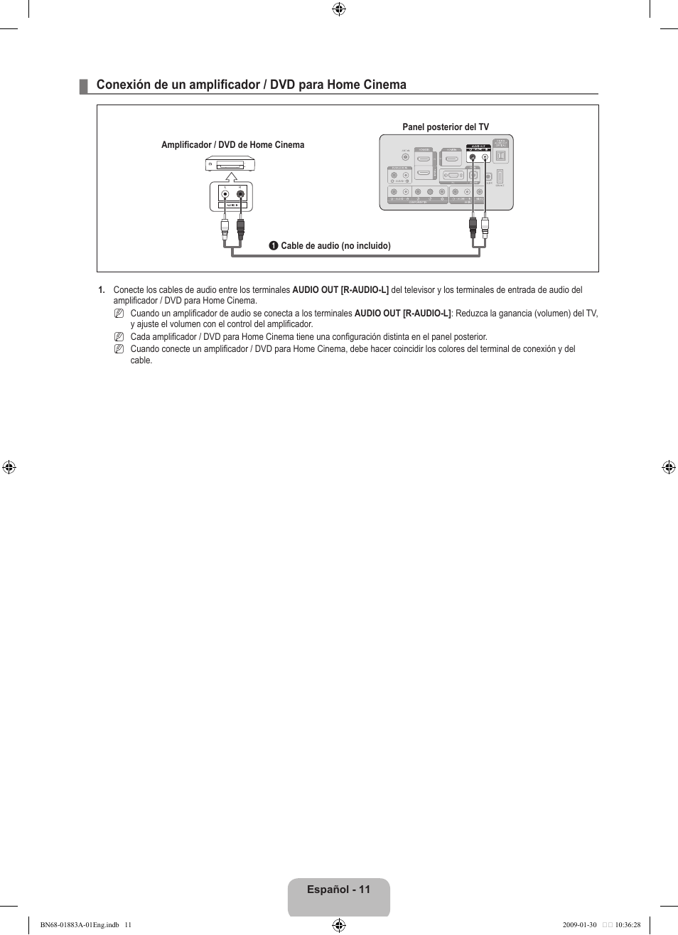 Conexión de un amplificador / dvd para home cinema | Samsung LN52B530P7FXZA User Manual | Page 63 / 101