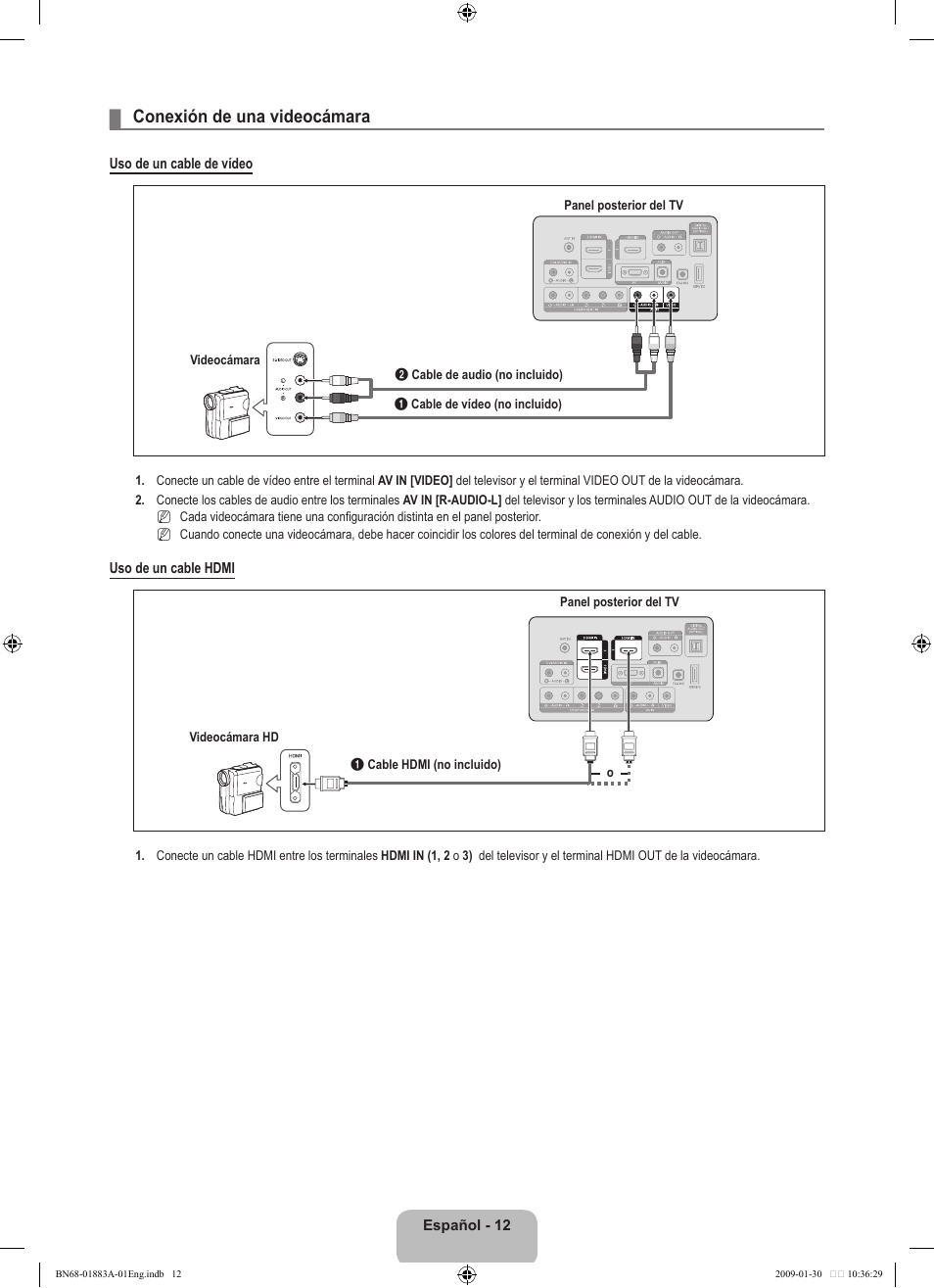 Conexión de una videocámara | Samsung LN52B530P7FXZA User Manual | Page 64 / 101