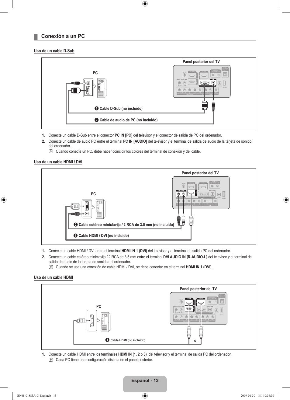 Conexión a un pc | Samsung LN52B530P7FXZA User Manual | Page 65 / 101