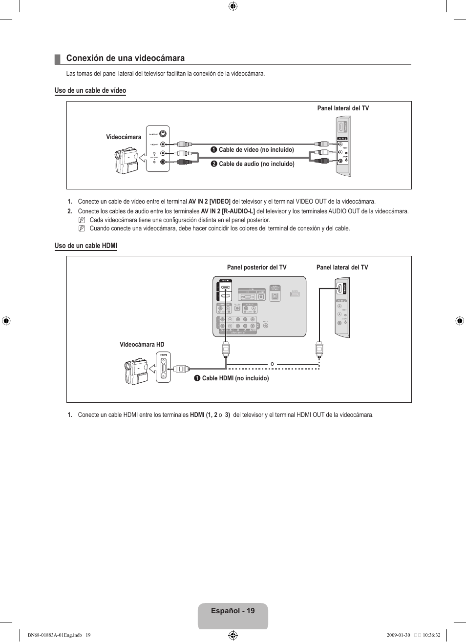 Conexión de una videocámara | Samsung LN52B530P7FXZA User Manual | Page 71 / 101