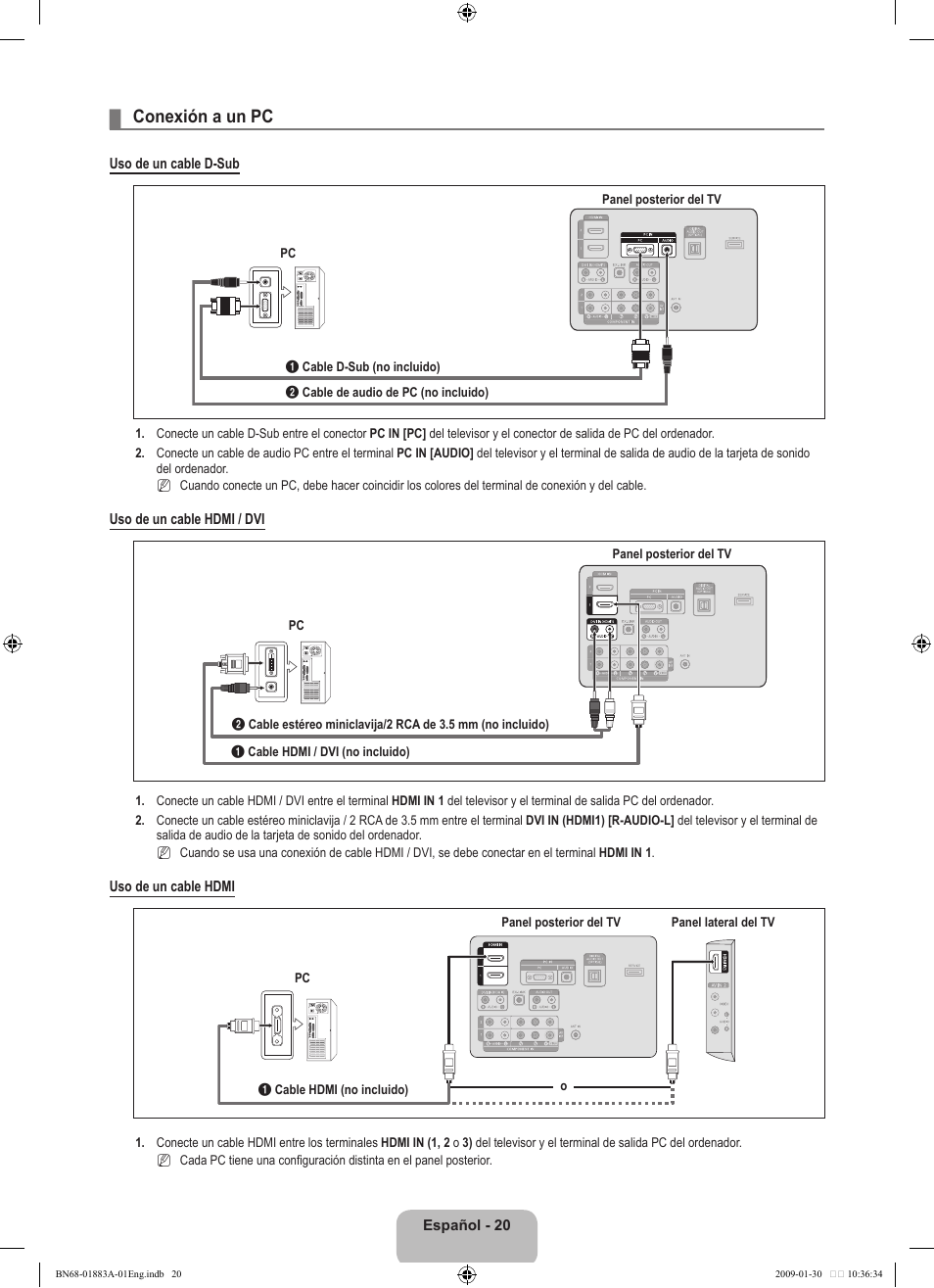 Conexión a un pc | Samsung LN52B530P7FXZA User Manual | Page 72 / 101