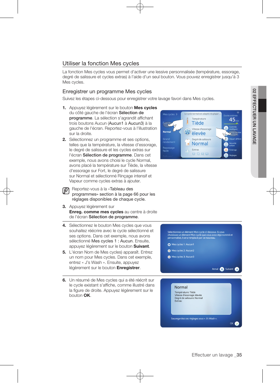 Utiliser la fonction mes cycles | Samsung WF457ARGSGR-AA User Manual | Page 111 / 228