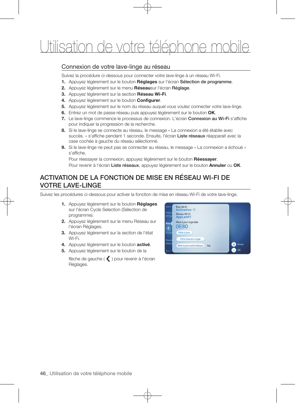 Utilisation de votre téléphone mobile | Samsung WF457ARGSGR-AA User Manual | Page 122 / 228