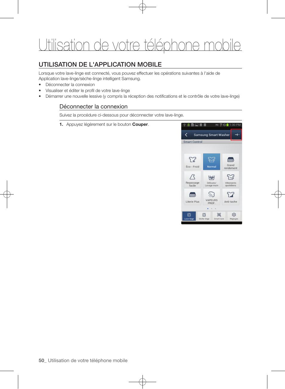 Utilisation de votre téléphone mobile | Samsung WF457ARGSGR-AA User Manual | Page 126 / 228