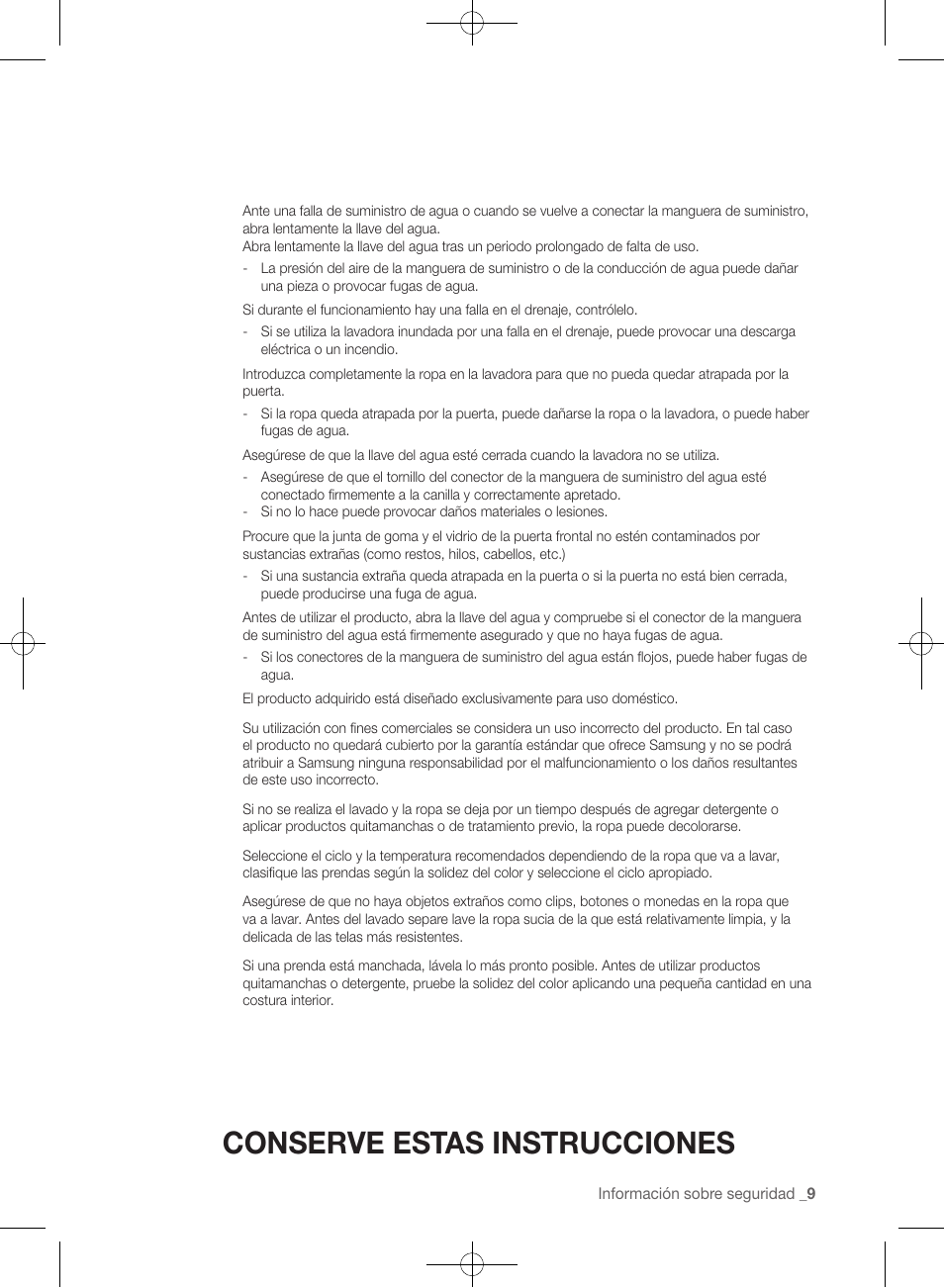 Conserve estas instrucciones | Samsung WF457ARGSGR-AA User Manual | Page 161 / 228