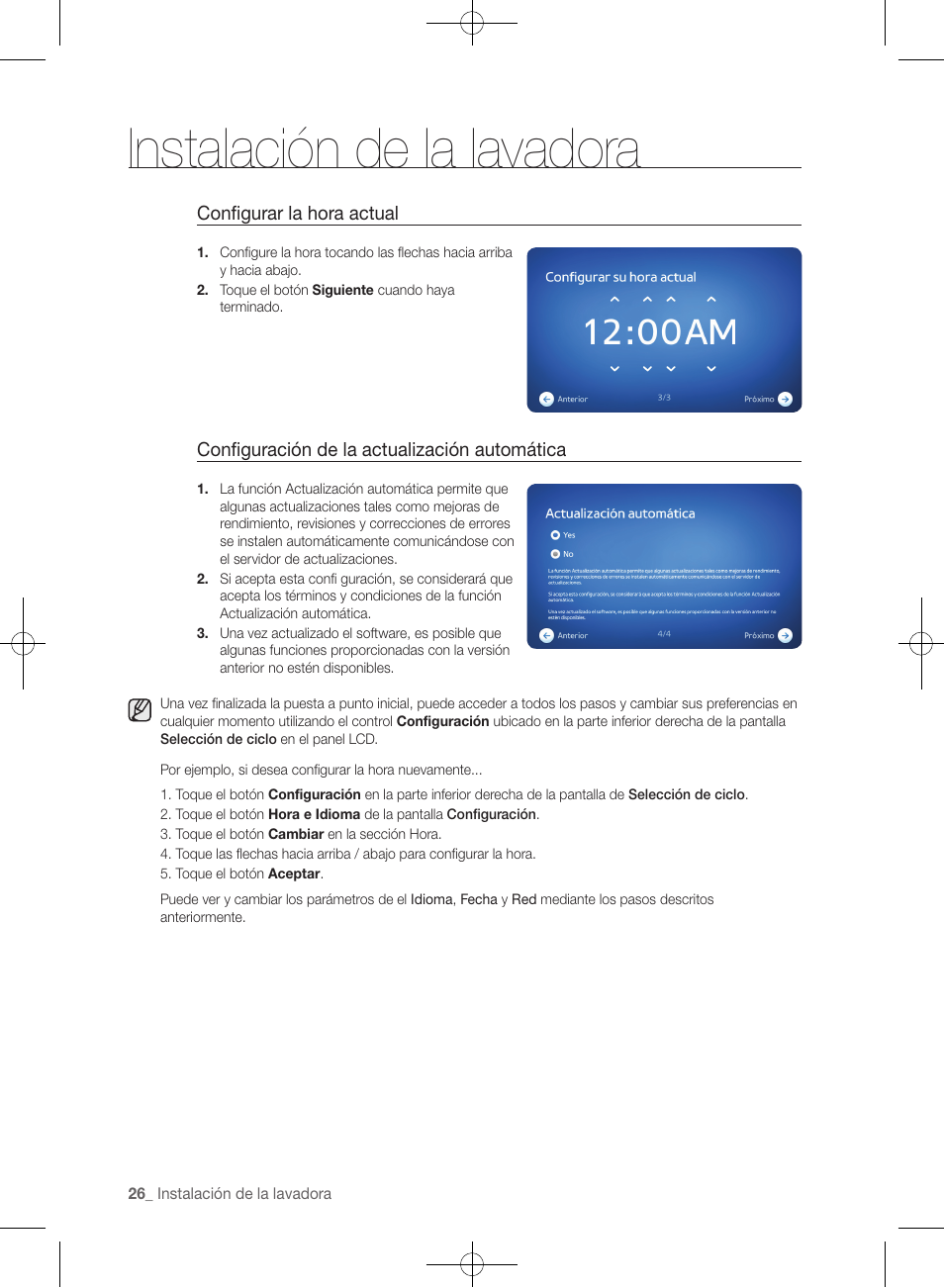 Instalación de la lavadora | Samsung WF457ARGSGR-AA User Manual | Page 178 / 228