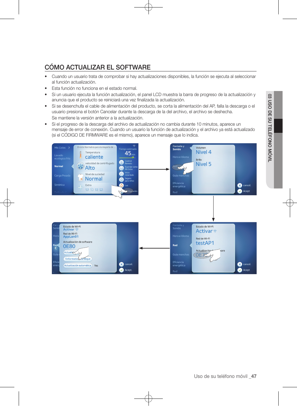 Cómo actualizar el software | Samsung WF457ARGSGR-AA User Manual | Page 199 / 228