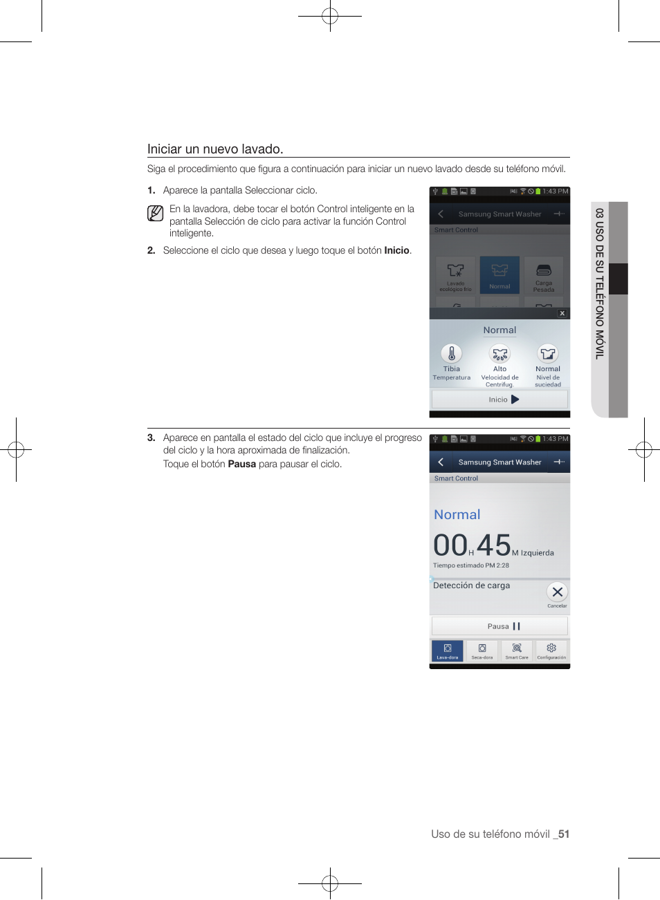 Iniciar un nuevo lavado | Samsung WF457ARGSGR-AA User Manual | Page 203 / 228