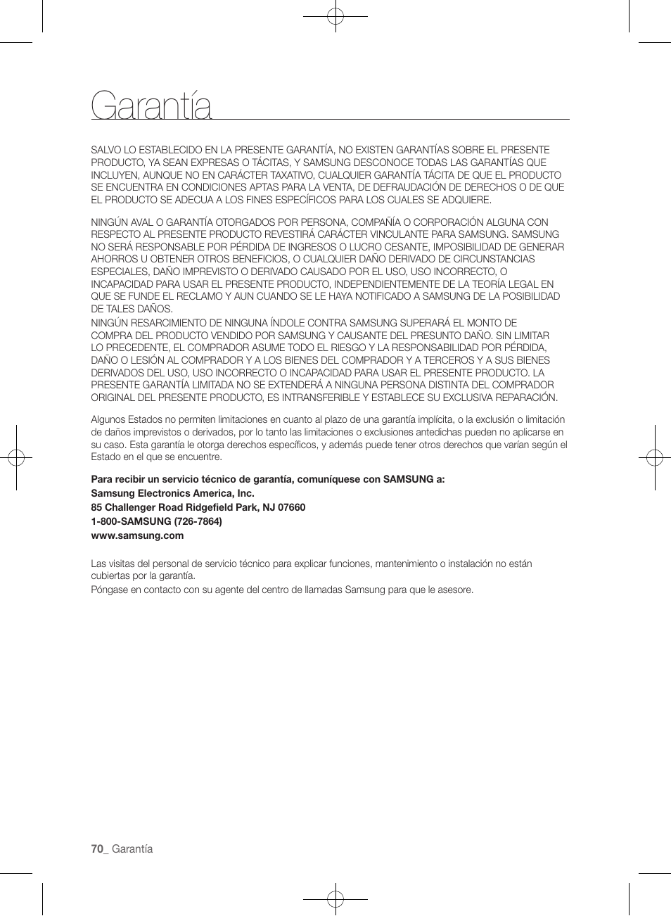 Garantía | Samsung WF457ARGSGR-AA User Manual | Page 222 / 228