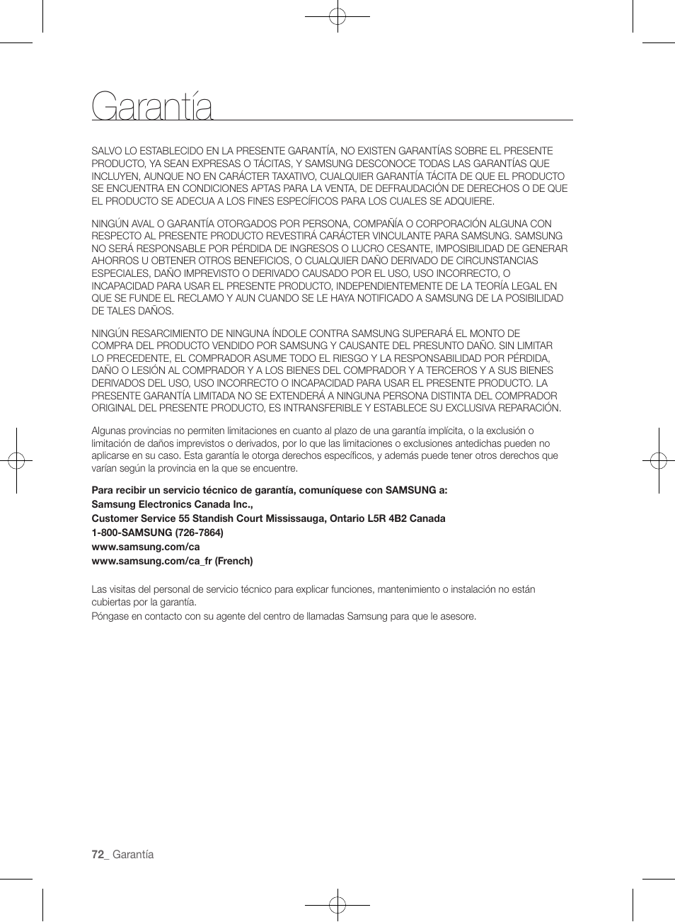 Garantía | Samsung WF457ARGSGR-AA User Manual | Page 224 / 228