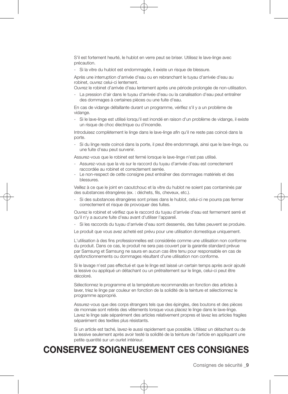 Conservez soigneusement ces consignes | Samsung WF457ARGSGR-AA User Manual | Page 85 / 228