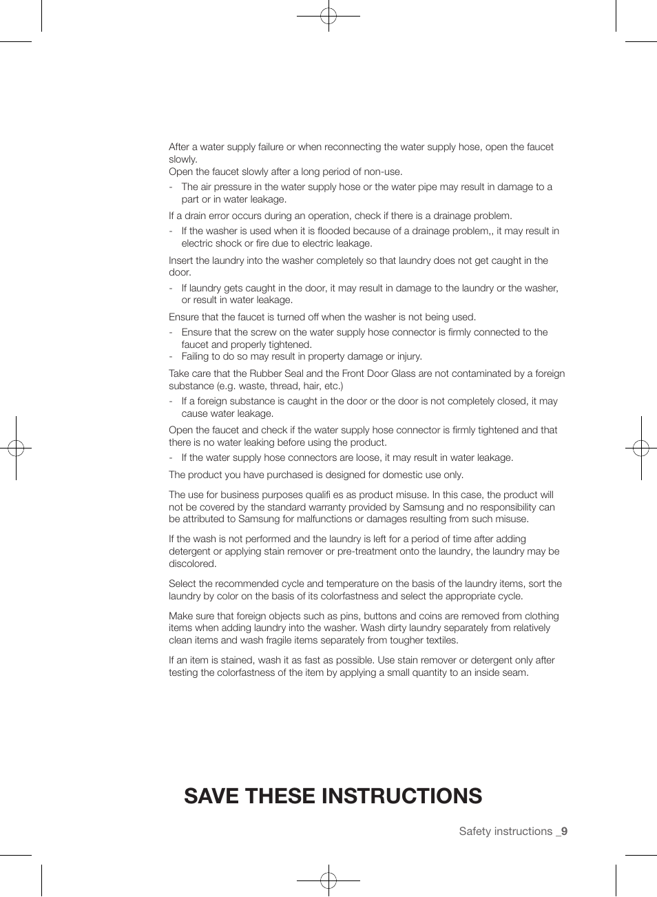 Save these instructions | Samsung WF457ARGSGR-AA User Manual | Page 9 / 228