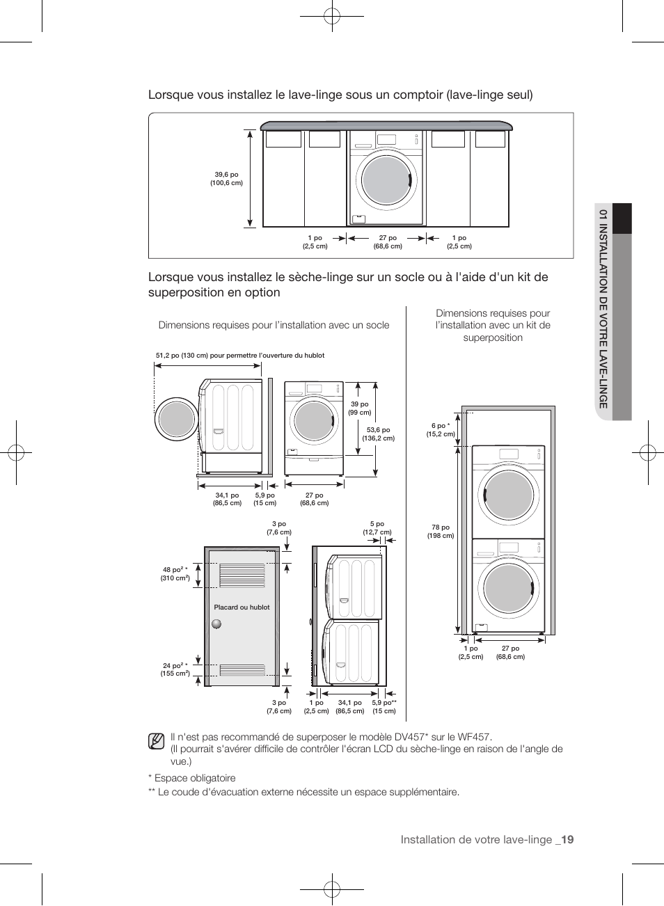 Installation de votre lave-linge _ 19 | Samsung WF457ARGSGR-AA User Manual | Page 95 / 228