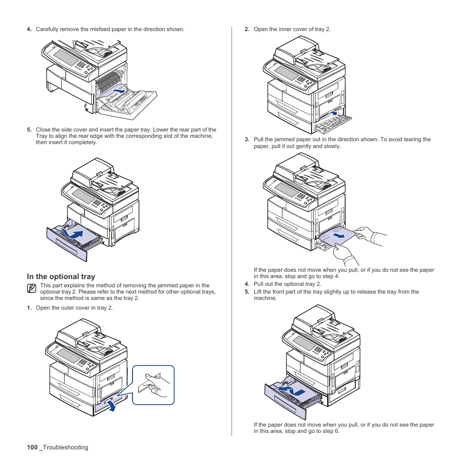 In the optional tray, See "in the optional | Samsung SCX-6555N-XBG User Manual | Page 100 / 187