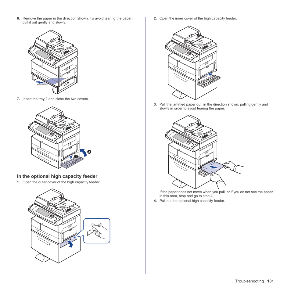 In the optional high capacity feeder, See "in the optional, High capacity | Samsung SCX-6555N-XBG User Manual | Page 101 / 187