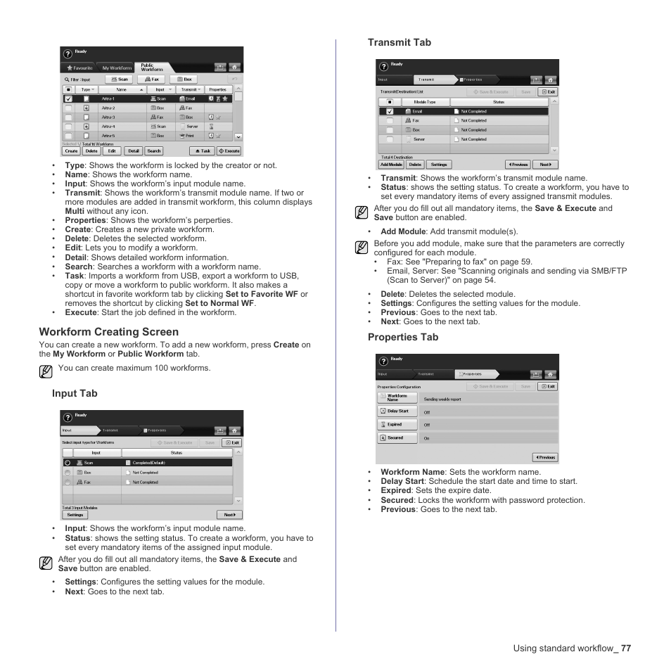Workform creating screen | Samsung SCX-6555N-XBG User Manual | Page 77 / 187