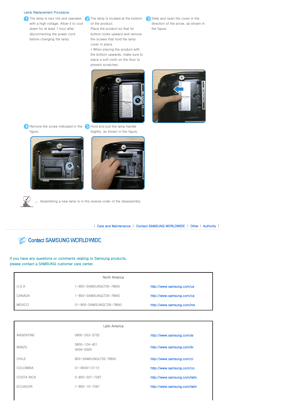 Contact samsung worldwide | Samsung SPA400BX-XAA User Manual | Page 35 / 39