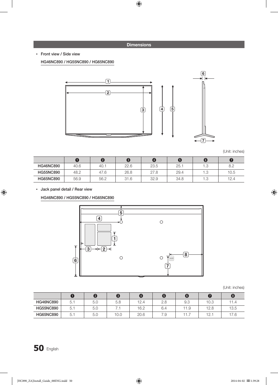 Samsung HG55NC890XFXZA User Manual | Page 50 / 54