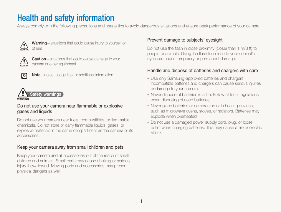 Health and safety information | Samsung EC-ST100ZBPBPA User Manual | Page 2 / 122