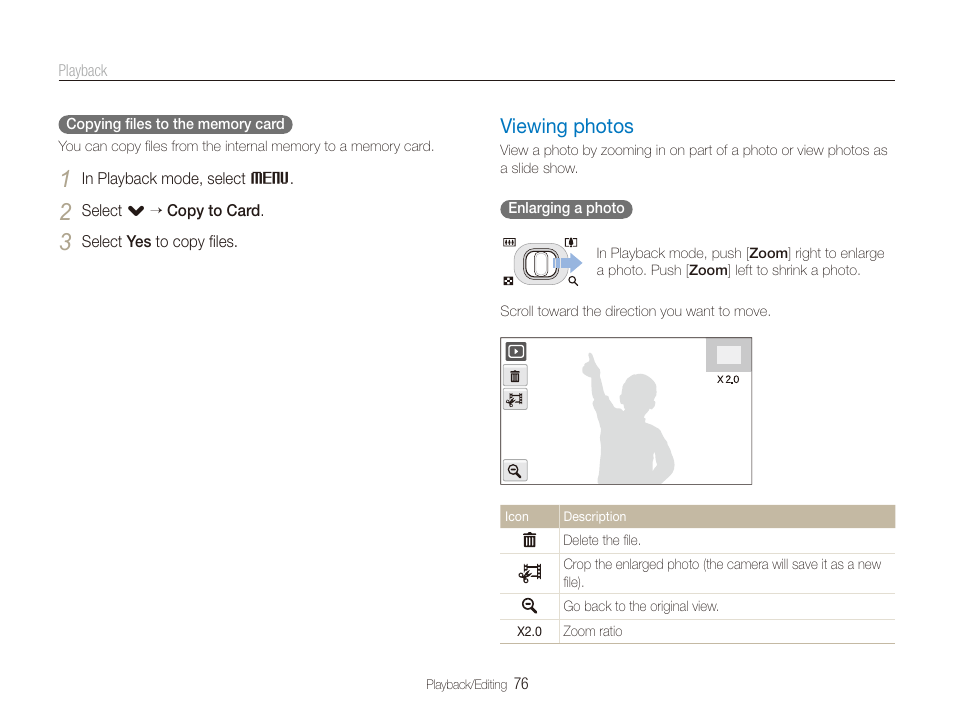 Viewing photos, Viewing photos ……………………………… 76 | Samsung EC-ST100ZBPBPA User Manual | Page 77 / 122