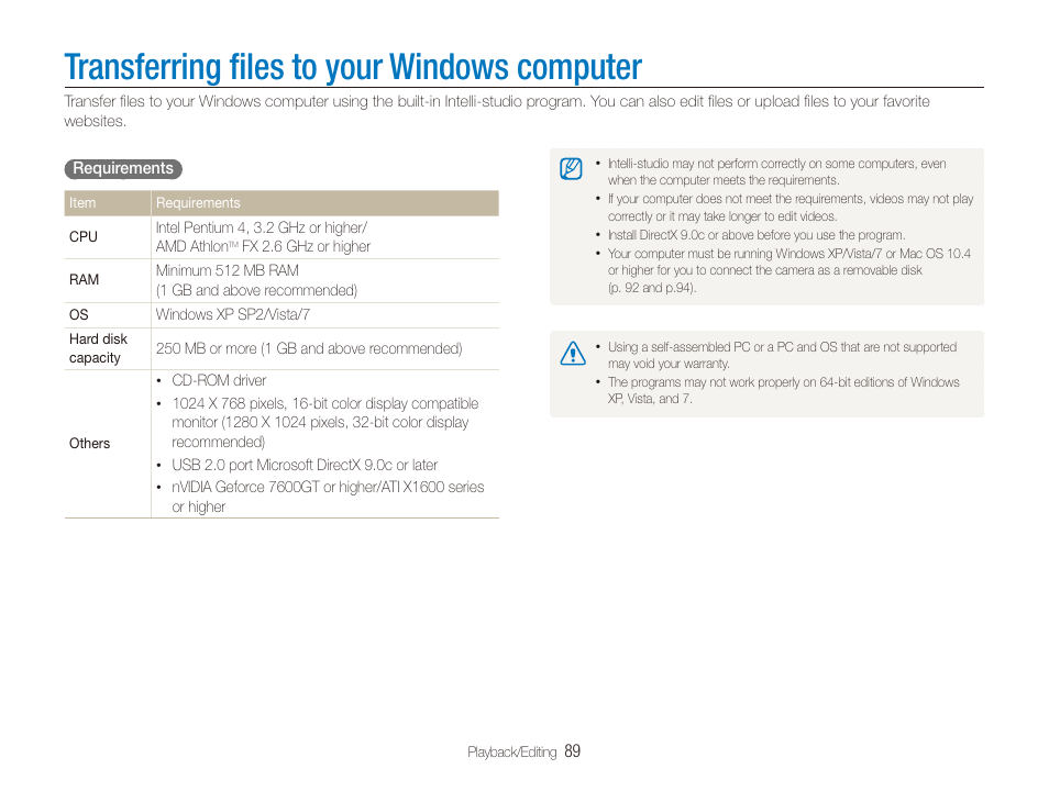 Transferring files to your windows computer, Transferring ﬁles to your windows computer, Transferring ﬁles to your windows | Computer | Samsung EC-ST100ZBPBPA User Manual | Page 90 / 122