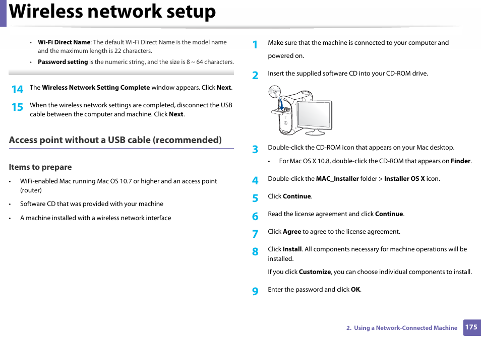 Wireless network setup | Samsung SL-C460W-XAX User Manual | Page 175 / 337