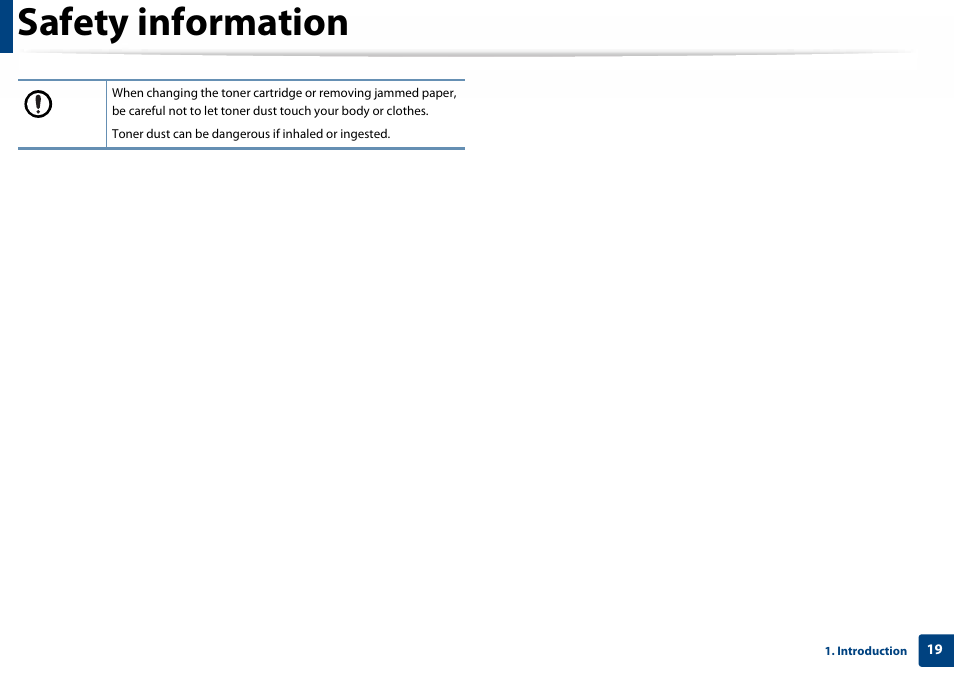 Safety information | Samsung SL-C460W-XAX User Manual | Page 19 / 337