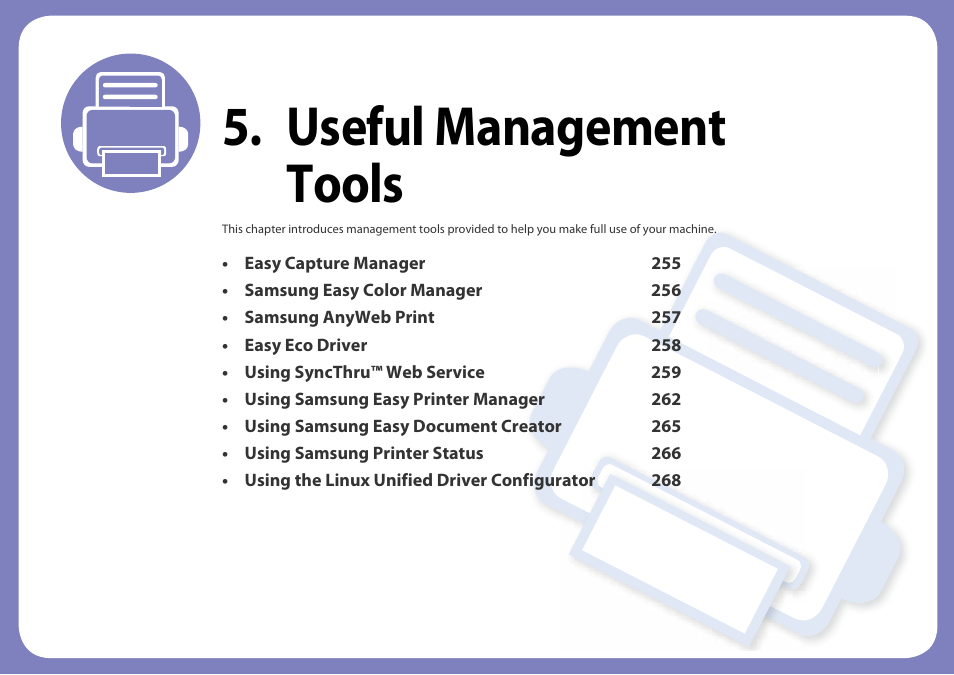 Useful management tools | Samsung SL-C460W-XAX User Manual | Page 254 / 337