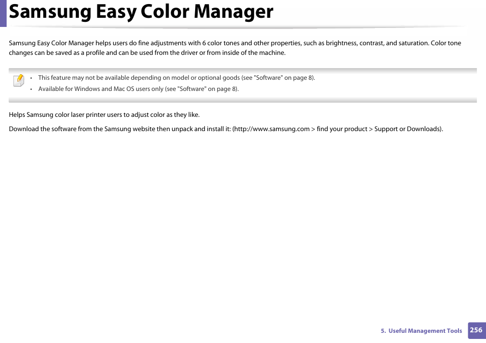 Samsung easy color manager | Samsung SL-C460W-XAX User Manual | Page 256 / 337