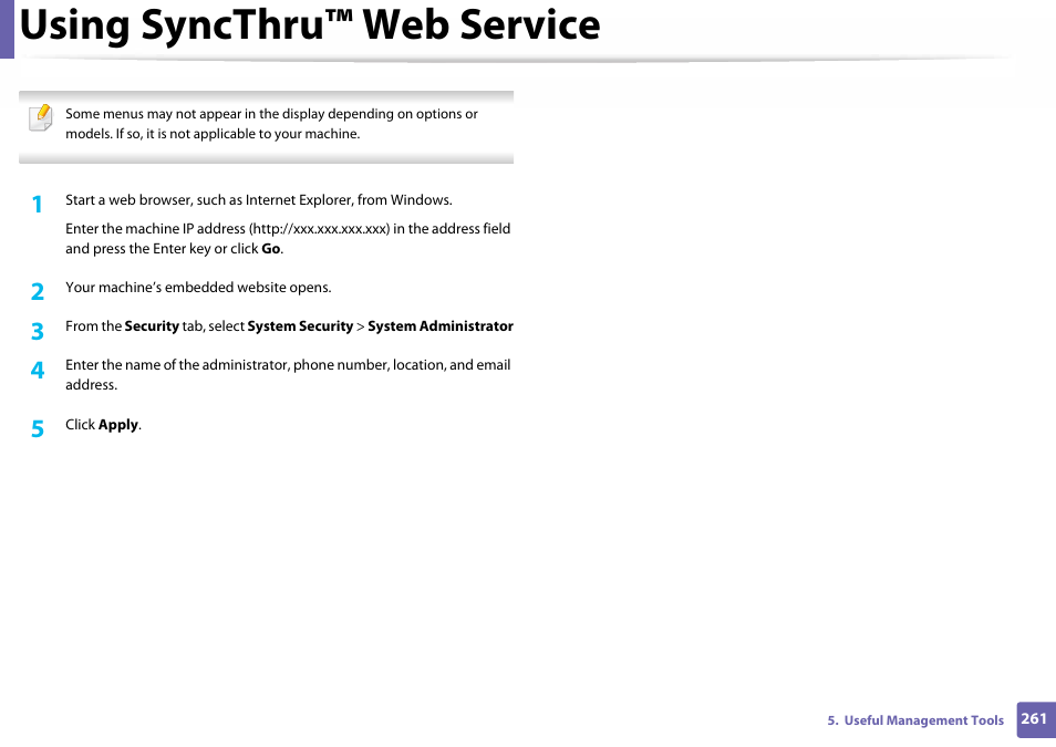 Using syncthru™ web service | Samsung SL-C460W-XAX User Manual | Page 261 / 337