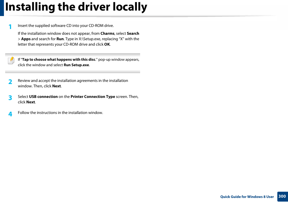 Installing the driver locally | Samsung SL-C460W-XAX User Manual | Page 300 / 337