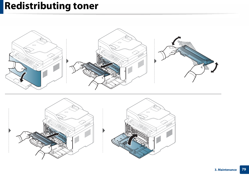 Redistributing toner | Samsung SL-C460W-XAX User Manual | Page 79 / 337