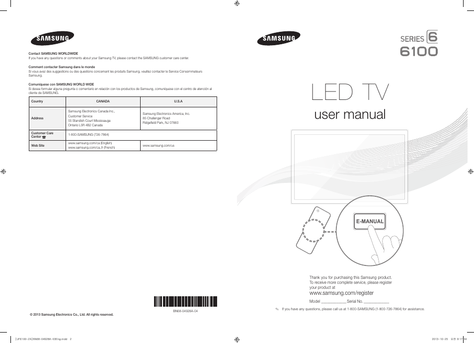 Samsung UN50F6100AFXZA User Manual | 22 pages