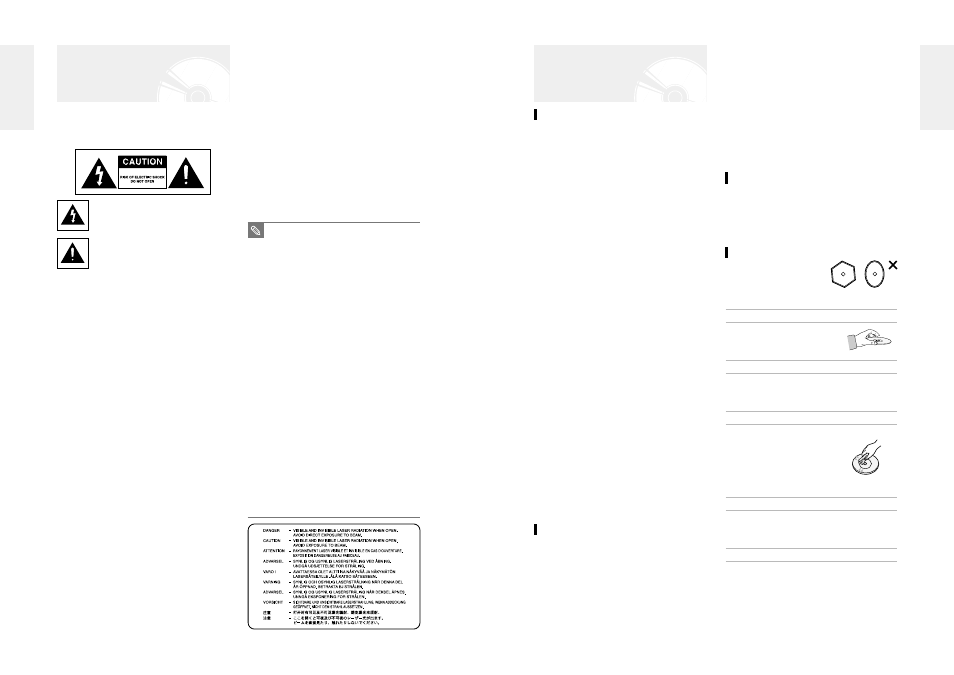 Getting started, Warning, Precaution | Warning precaution, Important safety instructions, Handling cautions, Maintenance of cabinet, Disc handling | Samsung DVD-R100-XAX User Manual | Page 3 / 49