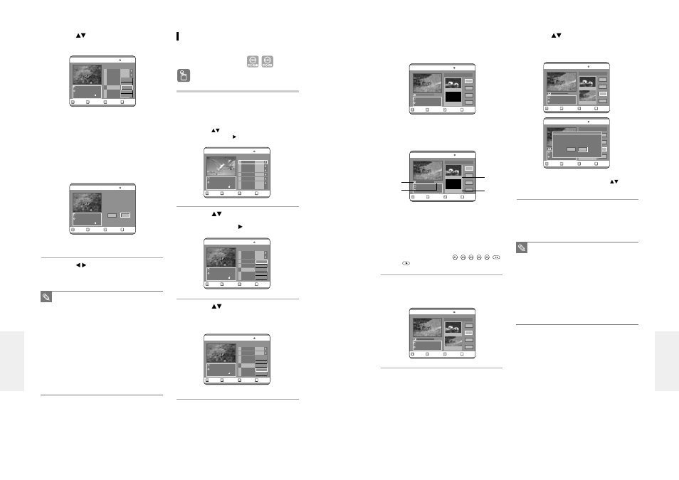 Using the title list button, English, Press the enter button at the starting point | Edit title list screen elements, Press the enter button at the end point, Press the title list button, Using the menu button, Editing e diting | Samsung DVD-R100-XAX User Manual | Page 39 / 49