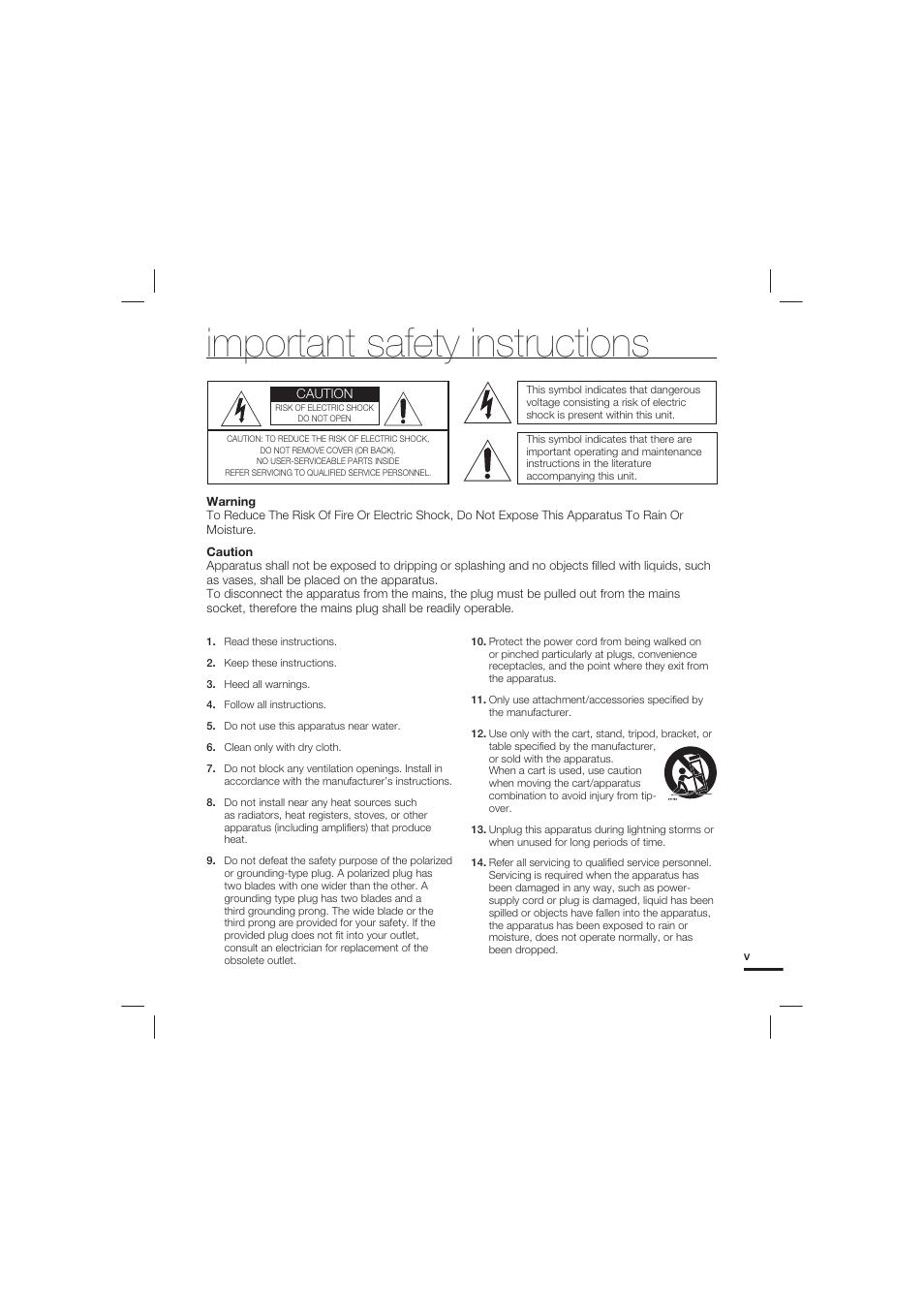 Important safety instructions | Samsung HMX-U20LN-XAC User Manual | Page 5 / 94