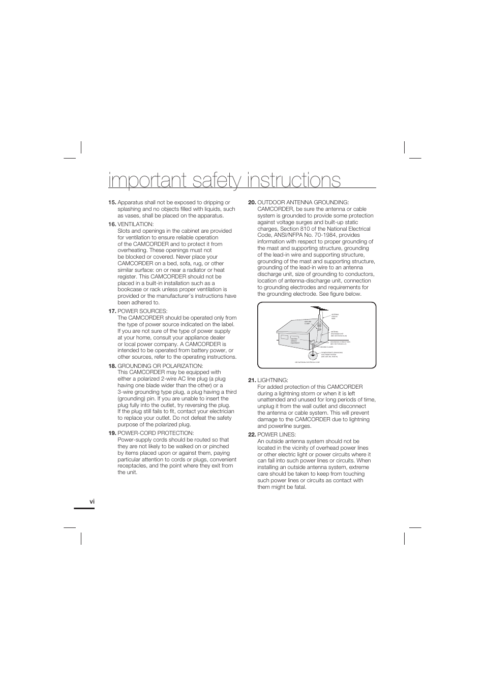 Important safety instructions | Samsung HMX-U20LN-XAC User Manual | Page 6 / 94