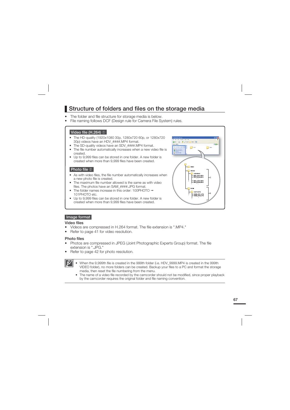 Structure of folders and ﬁles on the storage media | Samsung HMX-U20LN-XAC User Manual | Page 77 / 94