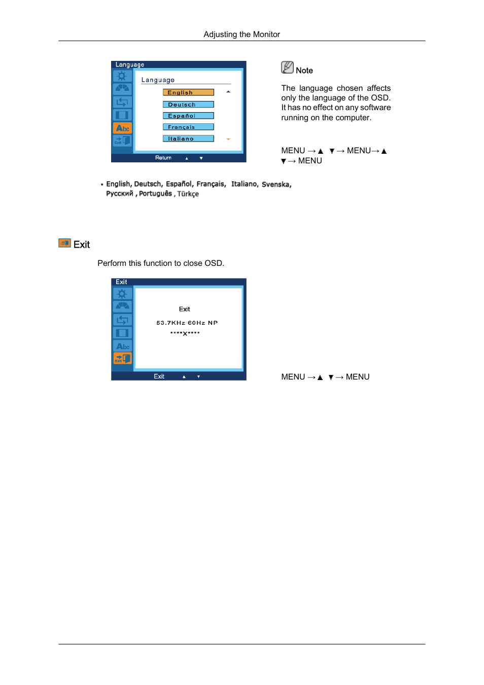 Exit | Samsung LS19LFUGFZ-ZC User Manual | Page 39 / 64