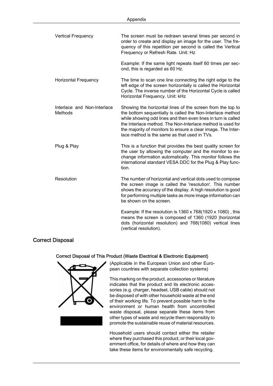 Correct disposal | Samsung LS19LFUGFZ-ZC User Manual | Page 63 / 64