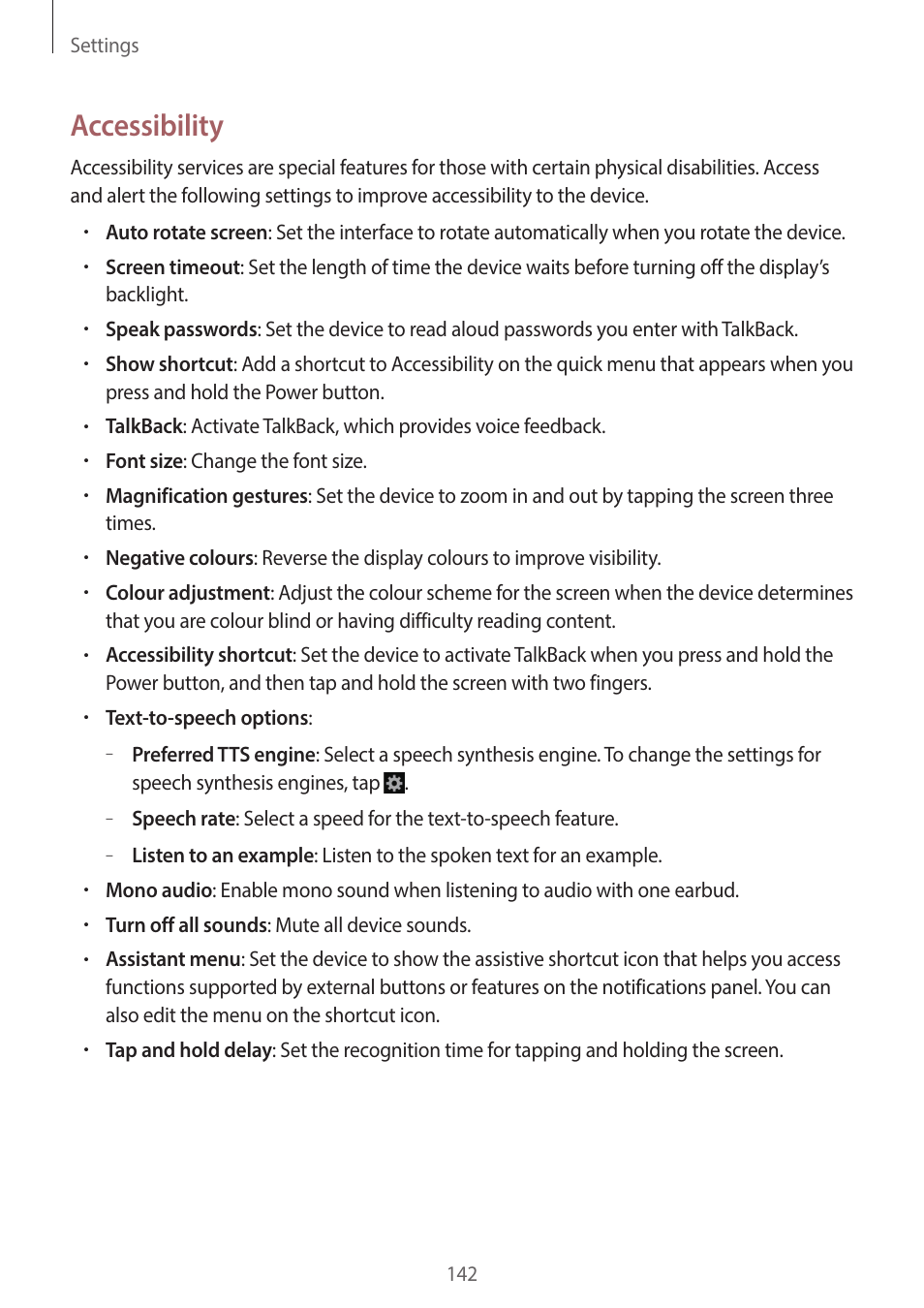 Accessibility | Samsung EK-GC200ZWAXAR User Manual | Page 142 / 166