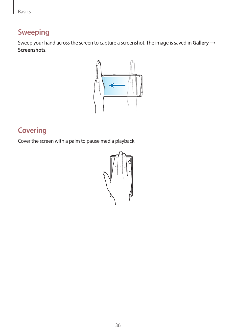 Sweeping, Covering | Samsung EK-GC200ZWAXAR User Manual | Page 36 / 166
